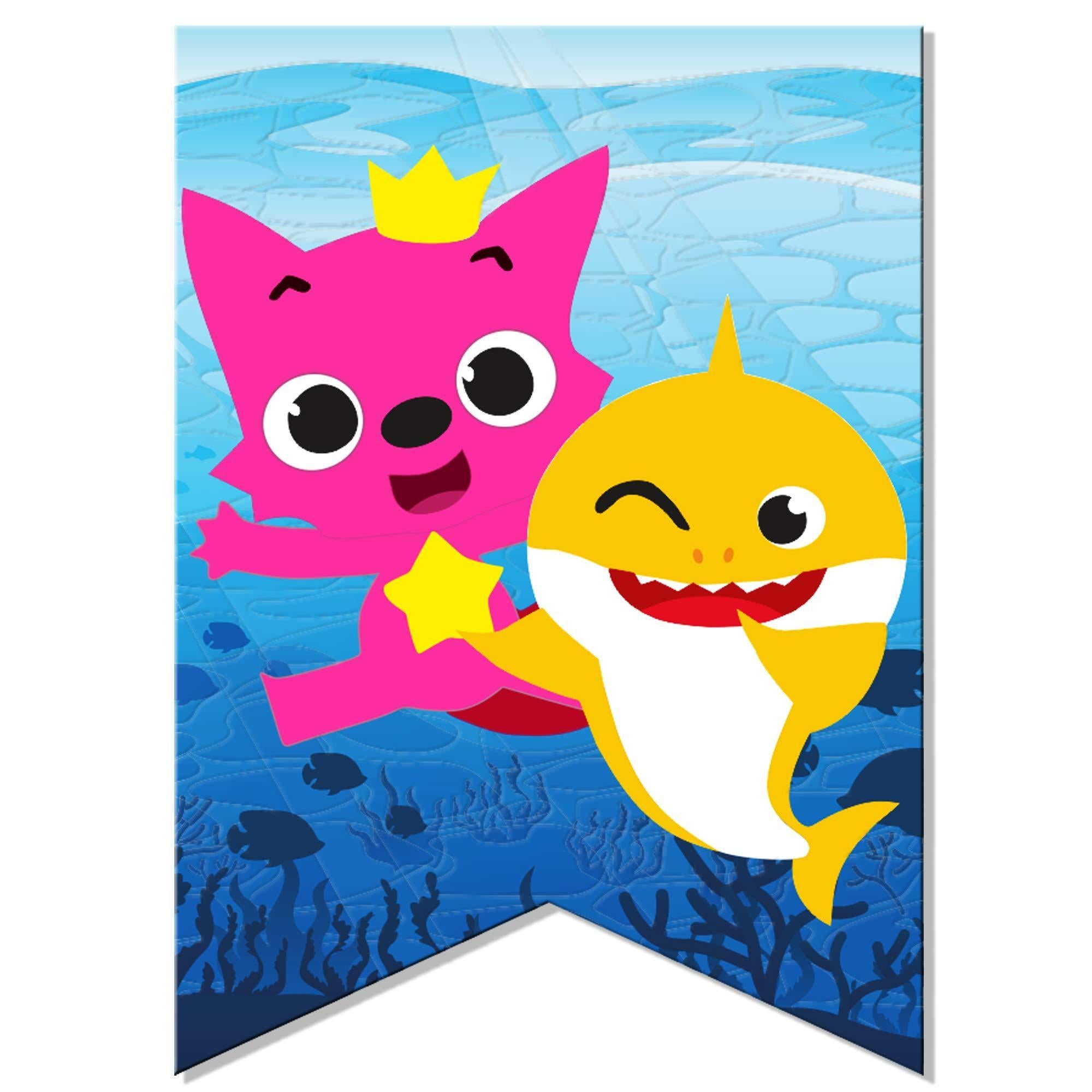 Happy Birthday Banner DOO Garland Shark Theme Party Supplies For Kids